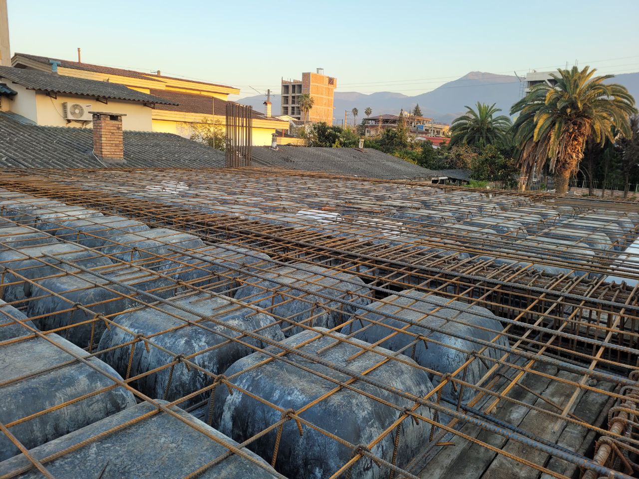 Slab reinforcement installation during structural works of Redline residential building