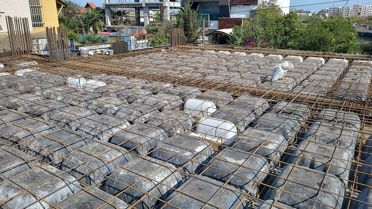 Slab reinforcement installation during structural works of Redline residential building